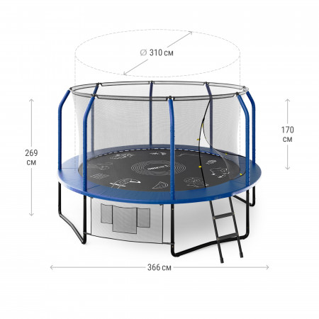 Батут UNIX Line SUPREME GAME 12 ft (blue)