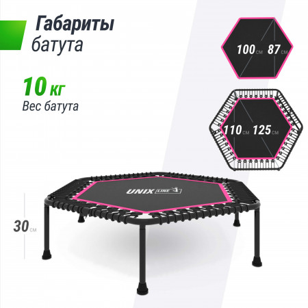 Батут спортивный UNIX Line FITNESS Lite Pink (125 см)