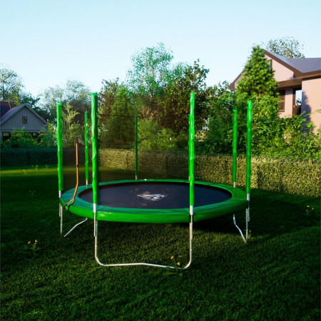 Батут DFC Trampoline Fitness с сеткой 12ft Светло-зелёный